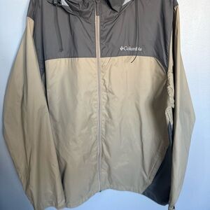 Columbia Men Windbreaker Rain Jacket Large Black/Tan Glennaker Lake Full Zip
